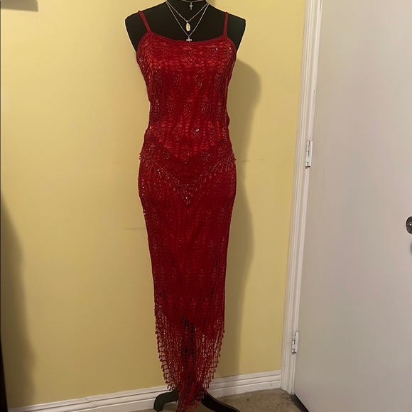 bebe Red Maxi Sequin Sheath Dress for Cocktail - Picture 1 of 3